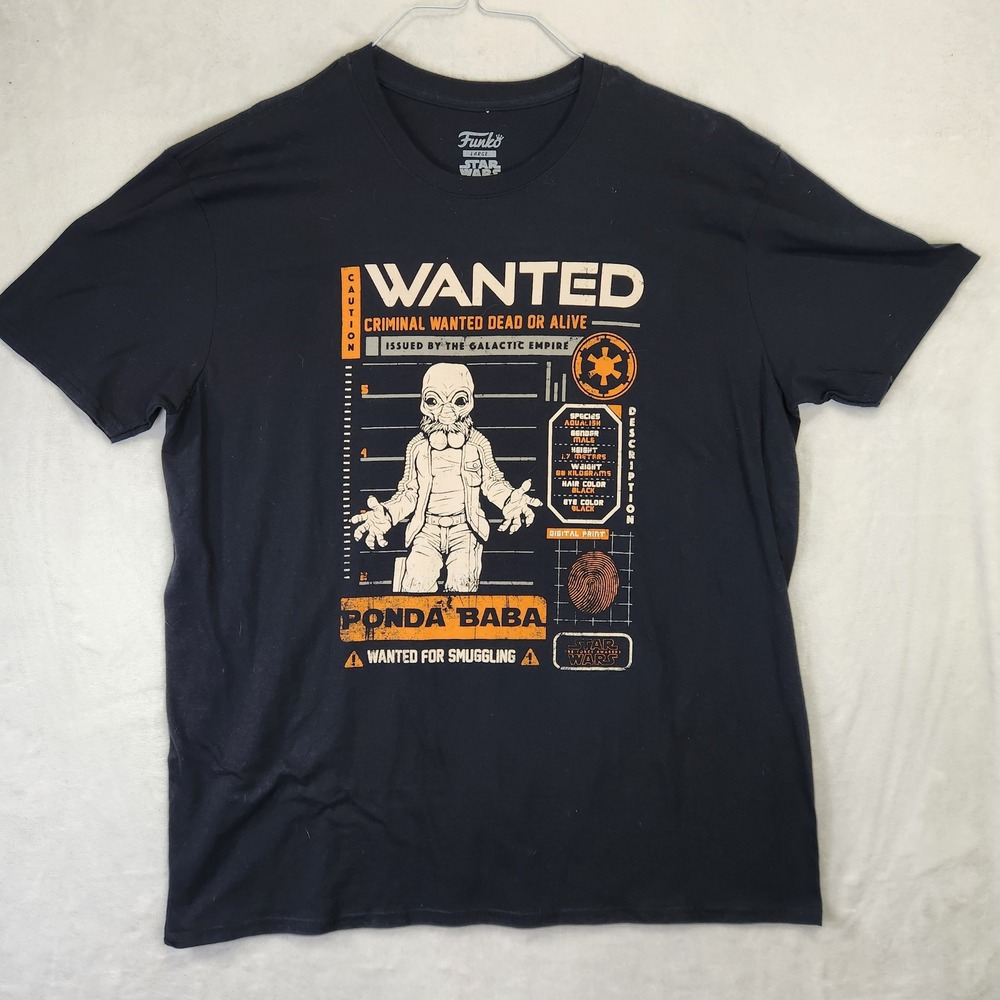 Funko Star Wars Smugglers‎ Bounty Ponda Baba Wanted Graphic Tee Mens Large Black